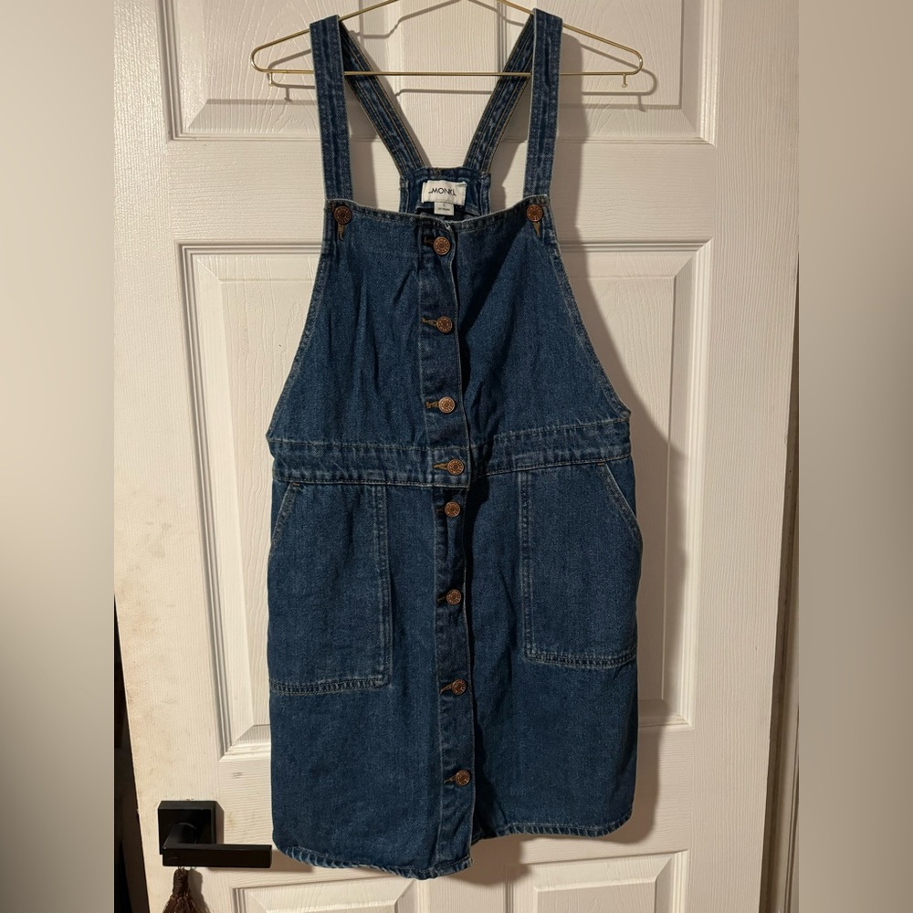 Denim button down overall dress